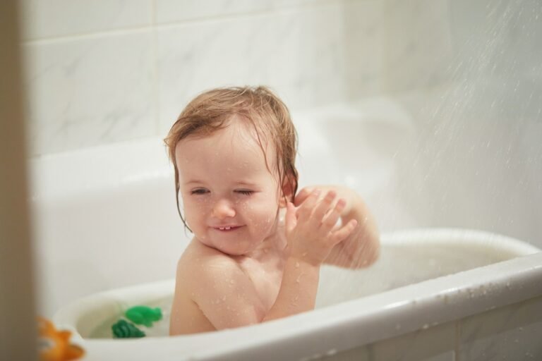 Baby in bath.