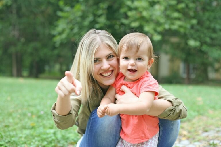 Beautiful woman with her children.