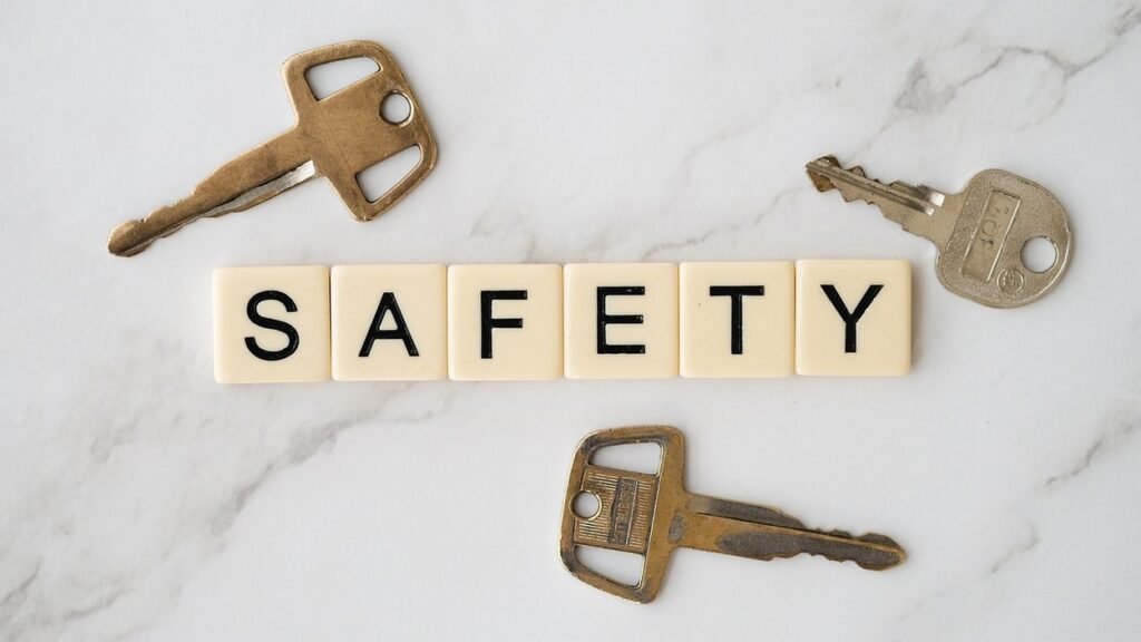 Safety written in blocks with keys around.