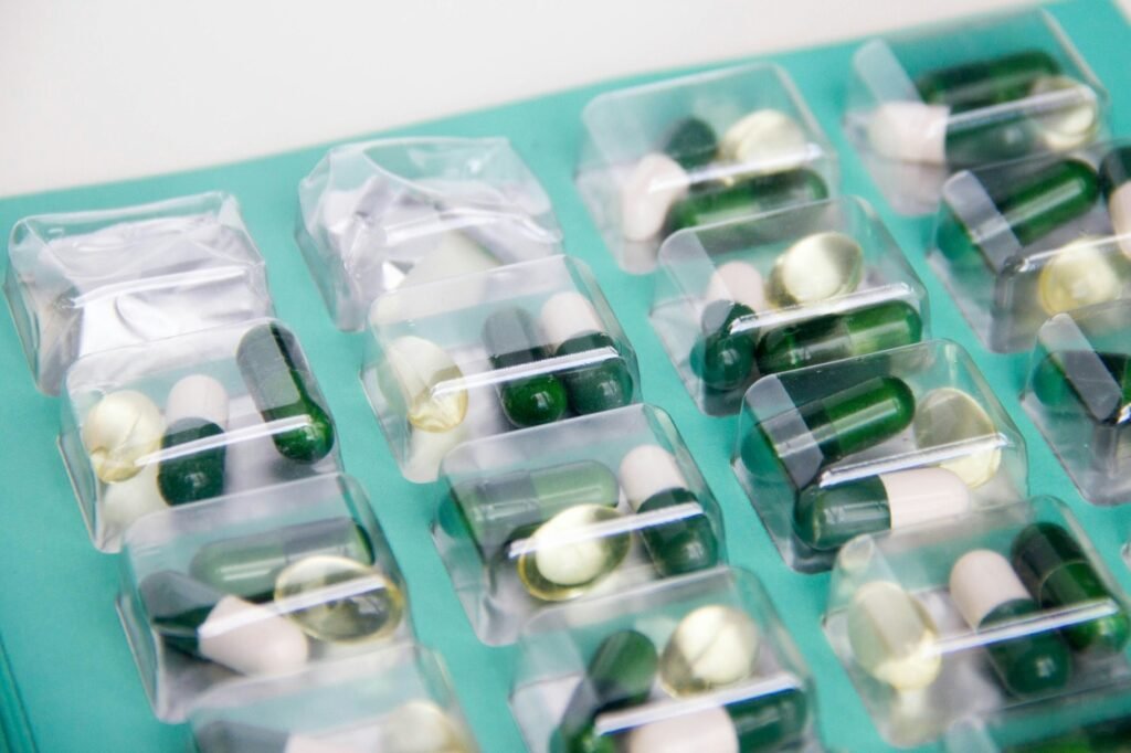 Medication capsules.